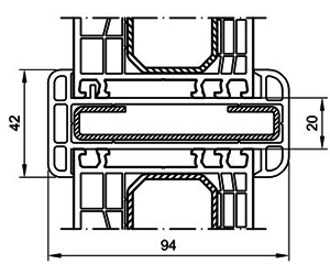 Kopplungsprofil 42 mm - Kopplung - Statische Kopplung - Kunststoffprofile - Drutex S.A.